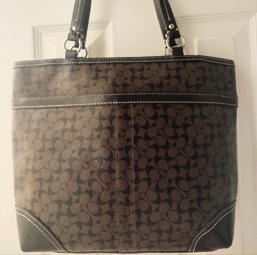 Coach Signature Brown And Black Purse#a1 - Picture 5 of 6